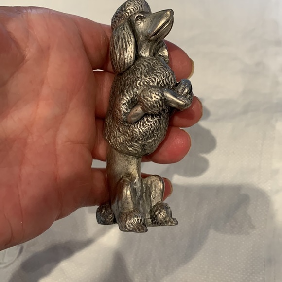 3 Poodle ornaments. Very old. Black handmade ceramic and heavy metal silver dog. - Picture 9 of 13